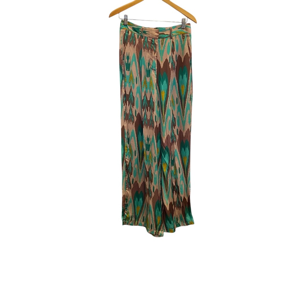 Dixie Italy Women’s geo-abstract wide leg flowy dress pants sz M